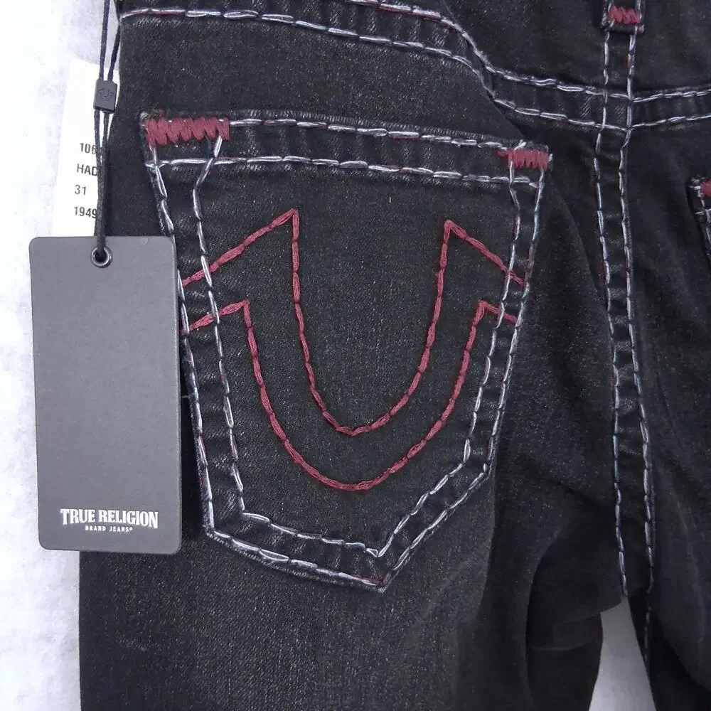 True Religion World Tour Ricky Relaxed Straight Jeans Black 31 NWT